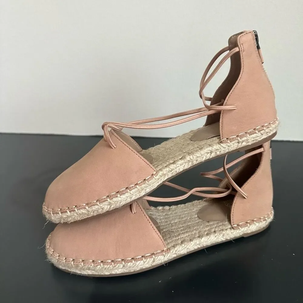 NEW Eileen Fisher Nude Pink Strappy Closed Toe Zipper Back Comfort Espadrille 6